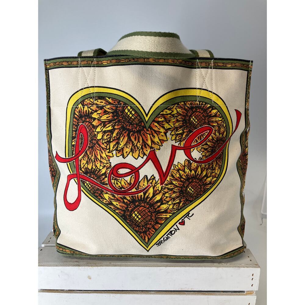 BRIGHTON LARGE CANVAS SUNFLOWR TOTE BAG